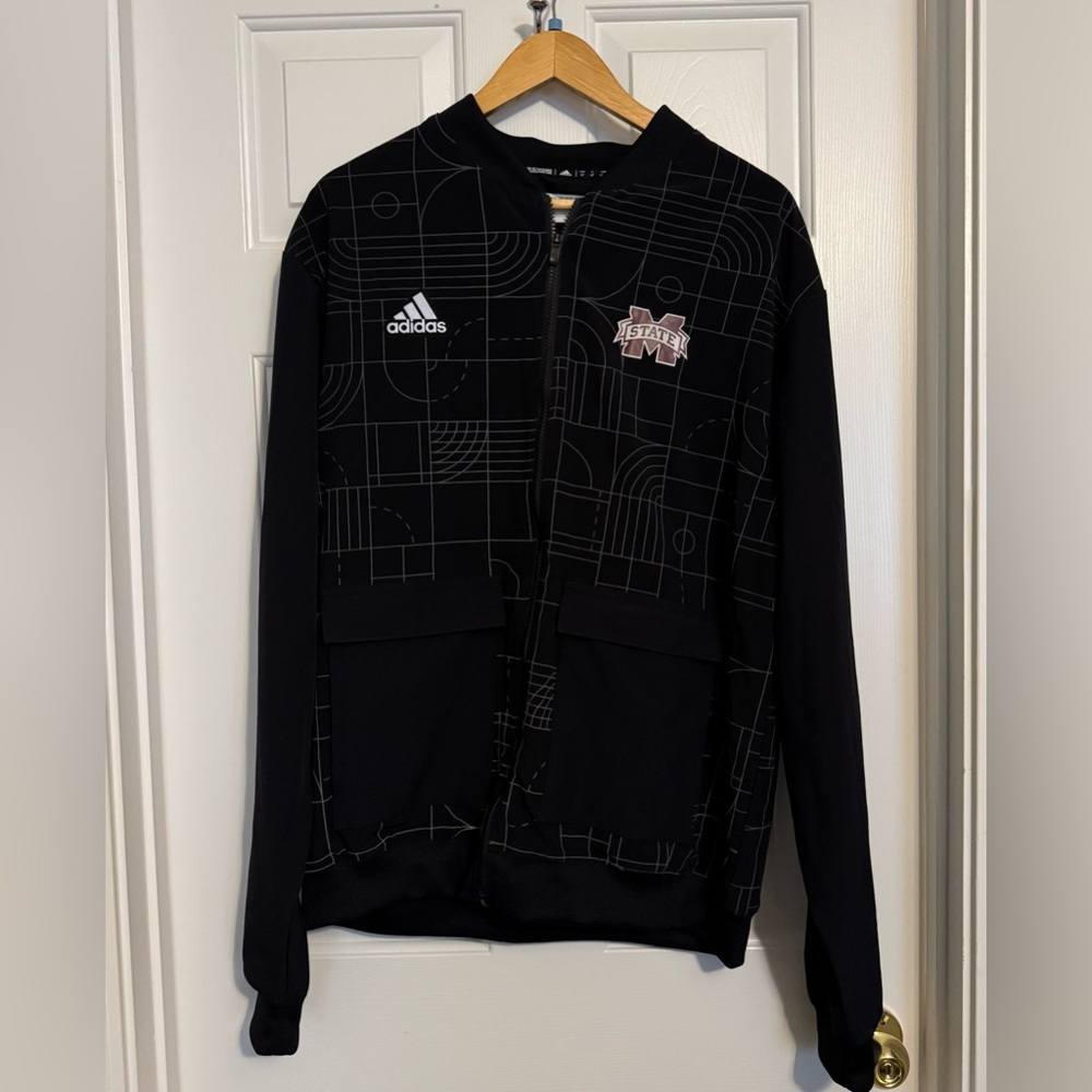 Adidas Jacket Featuring‎ Mississippi State Logo Black And White Adult LT